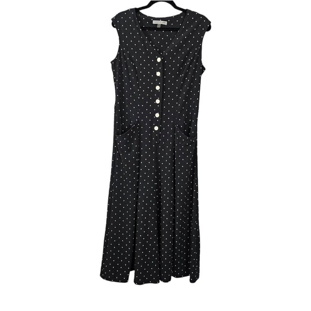 Danny And Nicole Sleeveless Wide Leg Polka Dot Black Jumpsuit